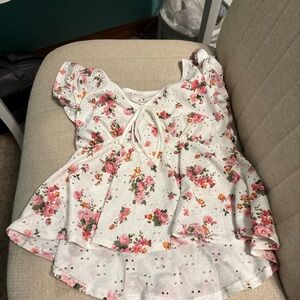 SHEIN White Eyelet Blouse with Colorful Details